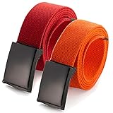 Bis zu 52'taillenverstellbarer Gurt mit robuster schwarzer Militärschnalle (2 Pack Orange/rot)