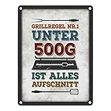 trendaffe - Unter 500g ist Alles Aufschnitt Metallschild Fleisch Wurst Grill Grillreg