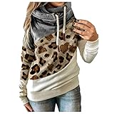 Damen Casual Hoodie Langarm Pullover Tops, Ethnischer Stil Mit Kapuze Sweatshirt Kapuzenpullover Tops Kapuzenpulli Jacke Sweatjacke Oberteile Sport Lässig Patchwork Strickpullover Color Block Sw