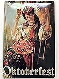 Metall Schild 20x30cm Oktoberfest Frau Tracht Bier Tin Sig