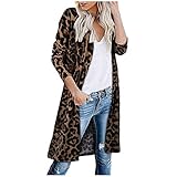 iHENGH Damen Herbst Winter Bequem Lässig Mode Frauen Langarm Leopard Print Mode Mantel Blusen T Shirt Tank Tops(Braun-1, L)