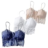 Damen BHS 3er Pack Ohne Buegel Push up Yoga Spitze BH Bra Top Set Sport-BHS für Women Fitness Lauf Joggen Yoga B