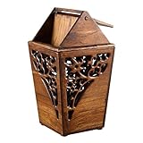 FEIYIYANG Papierkorb Antike hölzerne Trashbin schütteln Abdeckung Teak Abfalleimer Hand Höhle schnitzte Abfalleimer Innenmassivholz-Trash Box 3.2 Gallons Ab
