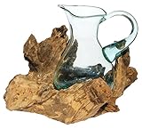 Balibarang-Shop Geschenk Deko Gamal Wurzelholz 1,5 L Kanne Glas Vase Wurzel Holz Teakholz Krug L