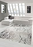 Designer Teppich Moderner Teppich Wollteppich Meliert Wohnzimmerteppich Wollteppich Ornament Grau Cream Taupe Größe 80x150