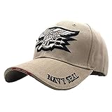 LOCOMO Herren Damen Baseballmütze Navy Seal Militär Bestickt Trucker Hat Snapback Krempe - Elfenbein - Einheitsgröß