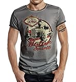 Körperbetontes Slimfit Hot Rod Racer T-Shirt im Used Vintage Look: Rockabilly Motor Spirit XXXXL