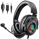 EKSA E900 Gaming Headset für PS4 PS5 PC Xbox - 3.5mm Klinke, Abnehmbares Noise Cancelling Mikrofon, Bass Surround Sound - Gamer Kopfhörer für Switch/Tablet/Laptop