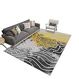 Gelb Teppich Billig Weiße Linie Goldene Linie Wohnzimmer Salon Anti-Skid-Reduktionsgeräusche Kann Teppichbodenmatte gewaschen Werden Teppich Wohnzimmer kurzflor Teppich für Wohnzimmer Sanft180x250CM