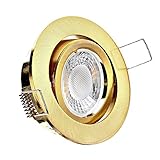 Conceptrun LED Einbaustrahler flach Modell: RD40FL dimmbar warmweiß 230V Einbauleuchte rund schwenkbar Gold Messing Optik geringe Einbautiefe 25mm S