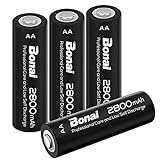 BONAI Akku AA 2800mAh Wiederaufladbare Batterien hohe Kapazität 1,2V Mignon AA Accu NI-MH Aufladbare Akkubatterien HR6 Rechargeable Battery geringe Selbstentladung (4 Stück)