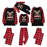 Weihnachten Schlafanzug Familie Weihnachts-Pyjama Sleepwear Langarm Overall Pyjama Homewear Nachthemd Zweiteiliger Set Familien Weihnachten Pyjamas Set Nachtwäsche für Damen Herren Mädchen Jung