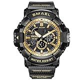 SMAEL Herren Uhren Digitaluhr Männer Militär Sportuhr Nachtleuchtende Wasserdicht Armbanduhren Mann Multifunktions Digital Uhr,Black G