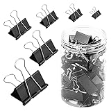 120 Stück Foldback Klammern 15mm, 6 Größen Schwarz Binder Clips für Notizen Briefpapier Clip Bürob