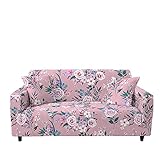 Fansu Stretch Sofabezug Antirutsch Sofaüberwürfe mit Armlehnen, 3D Pflanzen Drucken Ecksofa L Form Sofa/Couchbezug/Sesselbezug für Wohnzimmer Wohnkultur (Pfingstrose,2 Sitzer (145~185cm))