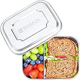 BREADL® Edelstahl Brotdose 1000ml, Spülmaschinenfest, BPA-frei, Trennwand und 2 Fächer, Lunchbox & Bento-Box für Kinder & Erwachsene für Schule, Arbeit, Uni, W