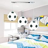 YDZB Kreativität Fußball Pendelleuchten Kinderzimmer Hängeleuchten LED E27 Höhenverstellbar Deckenleuchte Geeignet für Schlafzimmer Wohnzimmer Esszimmer Sportgeschäft (Schwarz, 3 Flamme, Länge)