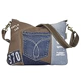 Sunsa Damen Tasche Umhängetasche, Jeans/ Canvas Handtasche. Kleine Upcycling bag. Vintage Design Teenager Taschen praktische Geschenke for W