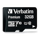 Verbatim Premium microSDHC Speicherkarte inkl. Adapter I 32 GB I schwarz I SD Karte für Full-HD Videoaufnahmen I wasserabweisend & stoßfest I SD Speicherkarte für Kamera Smartphone Tab
