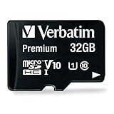 Verbatim Premium microSDHC Speicherkarte inkl. Adapter I 32 GB I schwarz I SD Karte für Full-HD Videoaufnahmen I wasserabweisend & stoßfest I SD Speicherkarte für Kamera Smartphone Tab