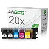 Kineco 20 Tintenpatronen Brother LC-1100 / LC-980 kompatibel für Brother MFC-250C MFC-255 MFC290C MFC-295CN MFC795CW DPC-165C DCP-J715W - Schwarz je 25 ml, Color je 15