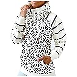 Mymyguoe Cute Hoodies for Girls Kawaii Pullover Teenager MäDchen Langarmshirt Regular Fit Winter Jumper 1/4 ReißVerschluss Stern-Streifen-Print Sweatshirts Rollkragen-Kapuzen-Sweatshirt Mit Kordelzug