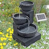 AMUR GARTENBRUNNEN BRUNNEN Solar BRUNNEN ZIERBRUNNEN VOGELBAD Wasserfall GARTENLEUCHTE TEICHPUMPE - SPRINGBRUNNEN WASSERSPIEL für Garten, Gartenteich, Terrasse, Teich, Balkon, VERBESSERTES M