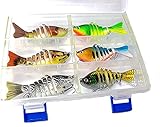 ZooJa 6 Kunstköder für Barsch Hecht Zander mit 2 Drillingshaken je Wobbermit Angel Box bionischer Fischköder S