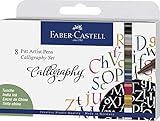 Faber-Castell 167508 Tuschestift Pitt Artist Pen Calligraphy Set, 2,5 mm, 8er Etui, Mehrfarbig