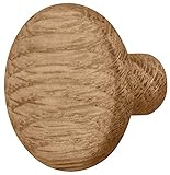 Gedotec Möbelknopf Holz Schubladen-Knopf Eiche für Schranktüren & Möbel - FRANK | Schrankknopf Küche mit Ø 32 mm | Türknopf natur lackiert | 1 Stück - Möbel-Knauf rund mit M4 Möbelgriff-Schraub