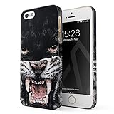 BURGA Hülle Kompatibel mit iPhone 5 / 5s / SE - Handy Huelle Lethal Hunter Savage Wild Panther Vs Tiger Dünn Robuste Rückschale aus Kunststoff Handyhülle Schutz Case C