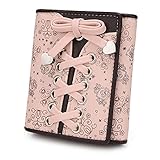 UTO Brieftasche Frauen Kartenhalter Geldbörse Clutch PU Leder Reißverschlusstasche Nettes Ace Pink