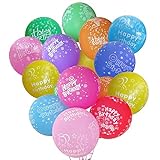 ZQBB Geburtstag Luftballons Bunt Ballons aus Latex mit Happy Birthday Überschrift für Kindergeburtstag oder Party 12 Z