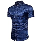 ZYYM Herren Paisley Hemd Langarm Jacquard Hemd für Männer Stickerei Freizeithemd Funky Hawaiihemd Herren Kurzarm Button Down Slim-Fit Strand Hawaii-Print Muster Kurzarm Graphic H