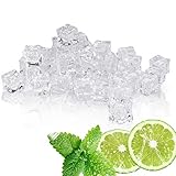 DURANTEY 60 Stück Acryl Eiswürfel Deko Glas klar Plastikeiswürfel Transparent Deko-Eiswürfel 20 MM Acryl Crushed Ice Cube Quadratische Kunststoff-Eiswürfel Künstliche Eiswürfel für Dekorationen Prop