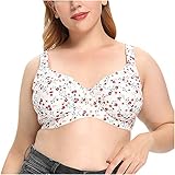 Hipeya Sexy Übergr Blumen Druck BH Damen Push up und Ohne Bügel Bralette Unterwäsche Bequem Anti Durchhängen Bustier Reizwäsche Stretch Atmungsaktiv Bra Lingerie Anti Vibration Bras Neglig