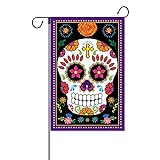 Tag der Toten Skelett Hochzeit Haus Flagge Vertikale doppelseitige Dia de Los Muertos Hof Outdoor Dekoration 30,5 x 45,7 cm hängende Girlande (Totenkopf)