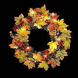 BYMEMYR Weihnachtsdekoration Kreative Thanksgiving Home Room Arrangement Simulation Ahorn Kranz Türen und Fenster mit licht hängenden Ornamenten, 40 cm Dekorationen Handwerk (Farbe: B) (Color : B)