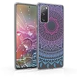 kwmobile Case kompatibel mit Samsung Galaxy S20 FE - Hülle Silikon transparent Indische Sonne Blau Pink Transp