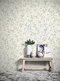 Livingwalls Vliestapete Hygge Tapete floral 10,05 m x 0,53 m creme grau grün Made in Germany 363972 36397-2