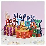 Geburtstagskarte Geburtstag 3D-Gruß-Karte ALLES GUTE ZUM GEBURTSTAG Handgemachte Popup-Karte mit Umschlag für Mädchen Kinderfrau Geburtstag Geschenkkarte ( Color : Happy Birthday , Quantity : 4pc )