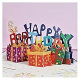 Geburtstagskarte Geburtstag 3D-Gruß-Karte ALLES GUTE ZUM GEBURTSTAG Handgemachte Popup-Karte mit Umschlag für Mädchen Kinderfrau Geburtstag Geschenkkarte ( Color : Happy Birthday , Quantity : 4pc )