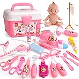 BENGKUI Pretend Doctor Nurse Toy Kit, 26/31/39 STK Pretend Doctor Nurse Toy Requisiten Kit Zahnarzt Spielset für Jungen Mädchen Geburtstagsgeschenke Powder-26PCS