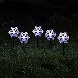 Lights4fun 5er Set Acryl Schneeflocken Weihnachtsbeleuchtung außen Batteriebetrieb