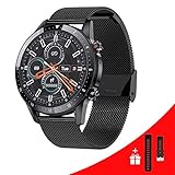 Vapaa Smart Watch für Herren Android iOS kompatibel mit iPhone Samsung Laufen Cardio Fitness Uhr für Männer Pulsmesser Smart Watches IP68 Wasserdicht Blutdruckmessgerät Mu Musik