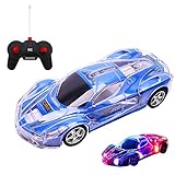 Kinder Spielzeugauto mit Fernbedienung Simulation Rennwagen mit 8 Bunten LED-Blinklichtern,Fernbedienung Beleuchtet Auto Rennsportwagen B