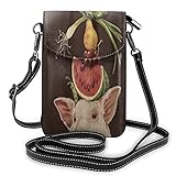 ADONINELP Leder Handytasche Umhängetasche Schwein Mittagessen Wasserzitrone Gemüse Kleine Umhängetasche Handy Geldbörse Geldbörse Handtaschen Umhängetasche Sport Multifunktionale Handytasche T