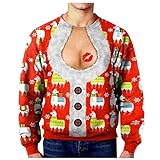 Finetyu Ugly Christmas Pullover Herren Damen Lustiger 3D-Druck Weihnachtspullover Hässliche Unisex Feinstrick Xmas Langarm Sweater Jumper Tops Sweatshirts für Weihnachtsparty