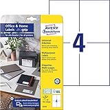 AVERY Zweckform 6124 Universal Etiketten (40 Klebeetiketten, 105x148 mm auf A4, bedruckbare Adressaufkleber, selbstklebende Versandetiketten mit ultragrip, ideal fürs HomeOffice) 10 Blatt, weiß