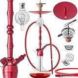 DILAW® MANYAK Shisha Set Hookah 93cm Aluminium Alu + LED Licht | Wasserpfeife Kaminkopf Komplettset Molassefänger Silikonschlauch Alumundstück Tabakkopf Kaminaufsatz 18/8 Kopfschliff Edelstahl R